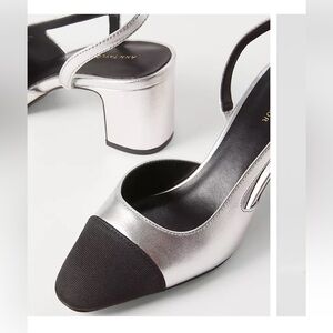 Like new: Ann Taylor Cap Toe Slingback Metallic Pump